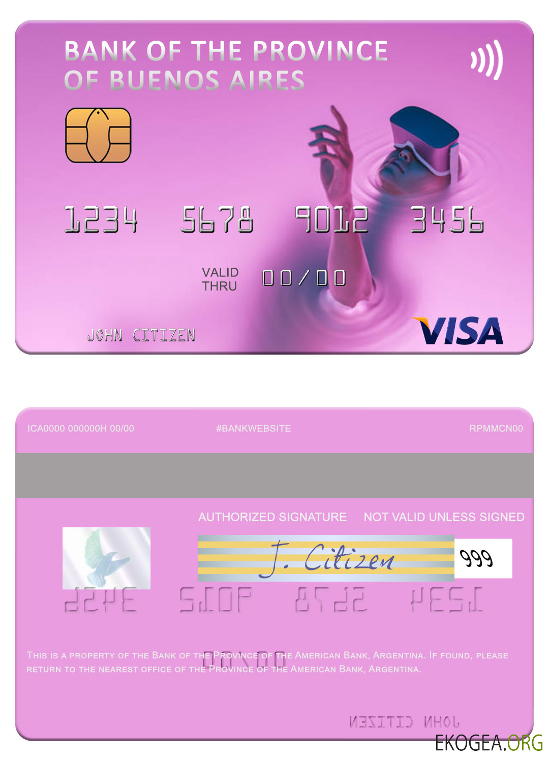 Carte visa de la Banque Argentine de la province de Buenos Aires